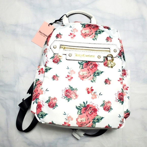 Juicy Couture Handbags - New-Juicy Couture White/Red Roses Floral Backpack